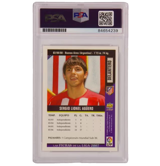 Sergio Aguero Signed 2007 Las Fichas De La Liga #264 – PSA 10 Autograph